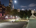 The Boston Common at night in Boston MA Royalty Free Stock Photo