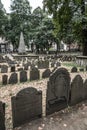 Boston common`s burial ground with historic figures from American revolution