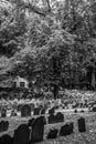 Boston common`s burial ground with historic figures from American revolution