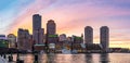 Boston Downtont night Panorama Royalty Free Stock Photo