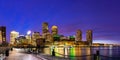 Boston Downtont night Panorama Royalty Free Stock Photo