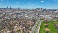 Boston Downtown Financial District aerial view, MA, USA