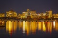 Boston skyline at night, Massachusetts, USA Royalty Free Stock Photo