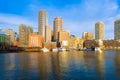 Boston financial District Skyline and Harbour at Dawn Royalty Free Stock Photo