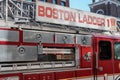 Boston Fire Department engine attend a call in the downtown area.