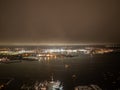 Boston Harbor As Seen From A Birds Eye View At Night In Winter Royalty Free Stock Photo