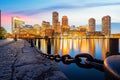 Boston harbor with cityscape and skyline Royalty Free Stock Photo