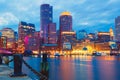 Boston Harbor and Financial District at sunset. Boston, Massachusetts, USA Royalty Free Stock Photo