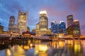 Boston Harbor and Financial District at twilight in Boston Royalty Free Stock Photo