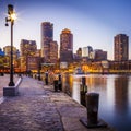 Boston Harbor and Financial District Royalty Free Stock Photo