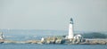 Boston Light on hot, hazy summer day