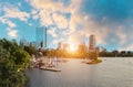 Boston Longfellow bridge at sunset Royalty Free Stock Photo