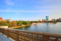 Boston Longfellow bridge at sunset Royalty Free Stock Photo