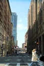 Boston, ma city streets, with people walking across, Royalty Free Stock Photo