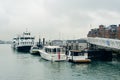 Boston, Ma, USA - february, 2020 Boston Waterfront Marina, Long Wharf in Boston Harbor Royalty Free Stock Photo