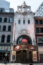 Boston, MA USA 06.09.2017 Front of the Opera House Theater iconic neon sign dominates Washington Street Theater District