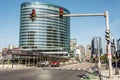 Boston MA USA 04.09.2017 skyline summer day panoramic view buildings downtown and road with traffic at waterfront side Royalty Free Stock Photo