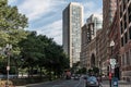 Boston MA USA 04.09.2017 skyline summer day panoramic view buildings downtown and road with traffic Royalty Free Stock Photo