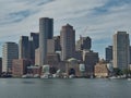 Boston Massachusetts harbor and city skyline over water