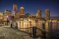 Boston in Massachusetts at night Royalty Free Stock Photo