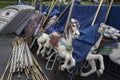 Boston, Massachusetts - October 25, 2018 - Merry go round horses stored during the Winter.