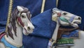 Boston, Massachusetts - October 25, 2018 - Merry go round horses stored during the Winter.