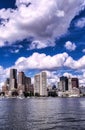 Boston, Massachusetts skyline from Boston Harbor Royalty Free Stock Photo