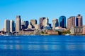 Boston Massachusetts skyline from Harbor Royalty Free Stock Photo