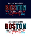 Boston Massachusetts striped shape urban sports typeface, for print on t shirts etc.