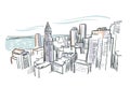 Boston Massachusetts usa America vector sketch city illustration line art