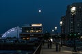 Boston Massachusetts, USA 06.09.2017 City Skyscrapers, Custom House and Boston Waterfront at night long exposure Royalty Free Stock Photo