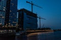 Boston Massachusetts, USA 06.09.2017 City Skyscrapers, Custom House and Boston Waterfront at night long exposure Royalty Free Stock Photo