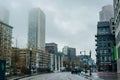 Boston, Massachusetts, USA - sep, 2019 city skyline on a cloudy day Royalty Free Stock Photo