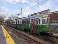 MBTA Green Line at Cleveland Circle station, Boston, Massachusetts, USA