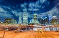 Boston night skyline from city pier