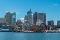 Boston North End skyline taken form a boat in the inner harbour, Boston, MA, USA Royalty Free Stock Photo