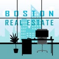 Boston Property Apartment Shows Real Estate In Massachusetts Usa 3d Illustration