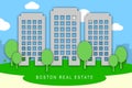 Boston Property Apartments Show Real Estate In Massachusetts Usa 3d Illustration