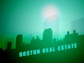 Boston Property City Shows Real Estate In Massachusetts Usa 3d Illustration