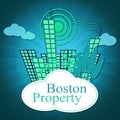 Boston Property City Shows Real Estate In Massachusetts Usa 3d Illustration