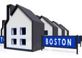 Boston Property Icon Shows Real Estate In Massachusetts Usa 3d Illustration