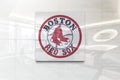 Boston red sox on glossy office wall realistic texture