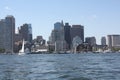 Boston Skyline As Seen From the Middle of the Harbor.