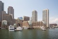 Boston skyline and cityscape from the harbor Royalty Free Stock Photo