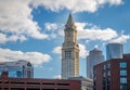 Boston Skyline and Custom House Clock Tower - Boston, Massachusetts, USA Royalty Free Stock Photo