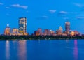 Boston skyline at the evening. Skyscrapers and office buildings in Back Bay Royalty Free Stock Photo