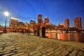 Boston Skyline with Financial District and Boston Harbor at Dusk Royalty Free Stock Photo