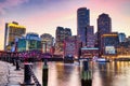 Boston Skyline with Financial District and Boston Harbor Royalty Free Stock Photo