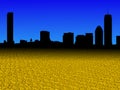 Boston skyline with golden dollar coins foreground illustration Royalty Free Stock Photo