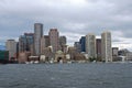 Boston skyline from harbor Royalty Free Stock Photo